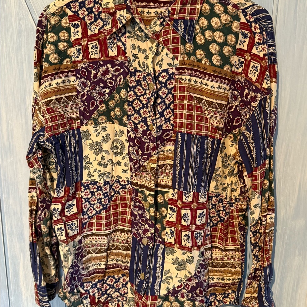 Liz Wear brand Multicolor Patchwork Women’s Blouse Boho